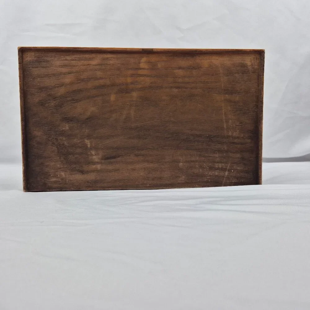 Vintage Lerner Brown Faux Carved Wood Office Desktop Organizer MCM 70's
